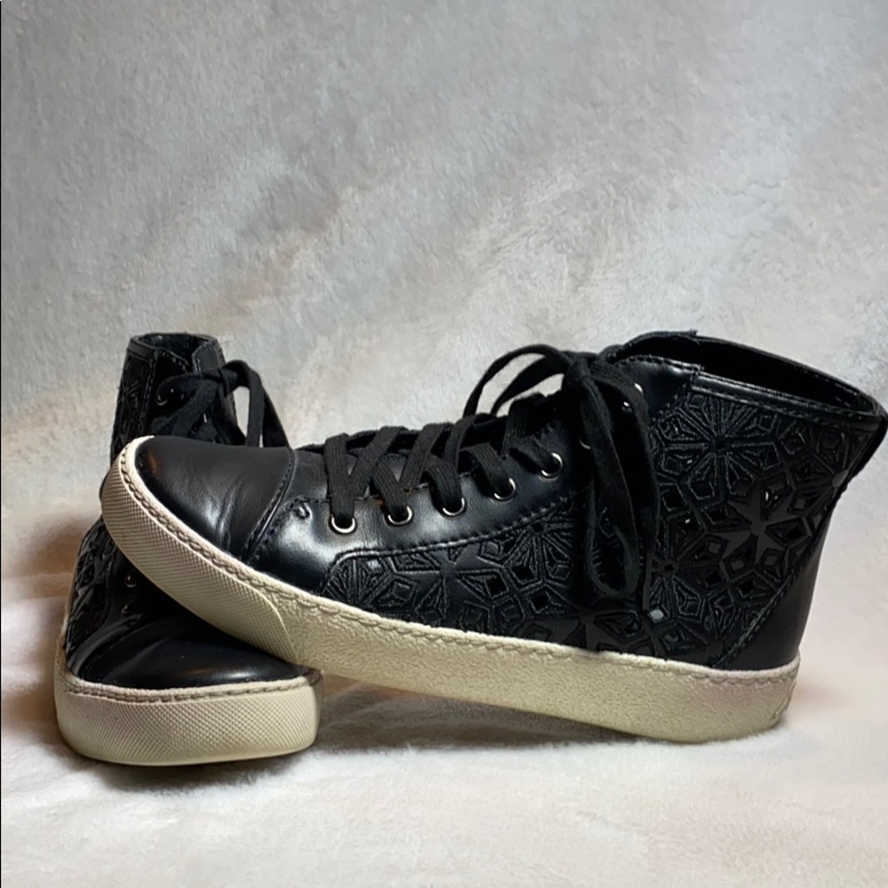 Sam Edelman Black Perforated High Top Sneaker